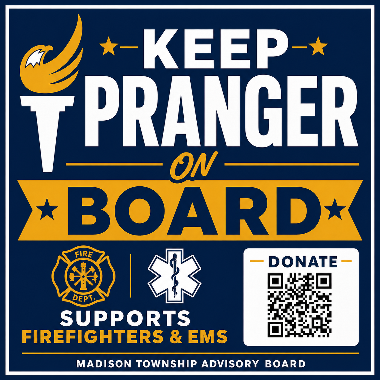 Donate page for Keep Pranger on Board
