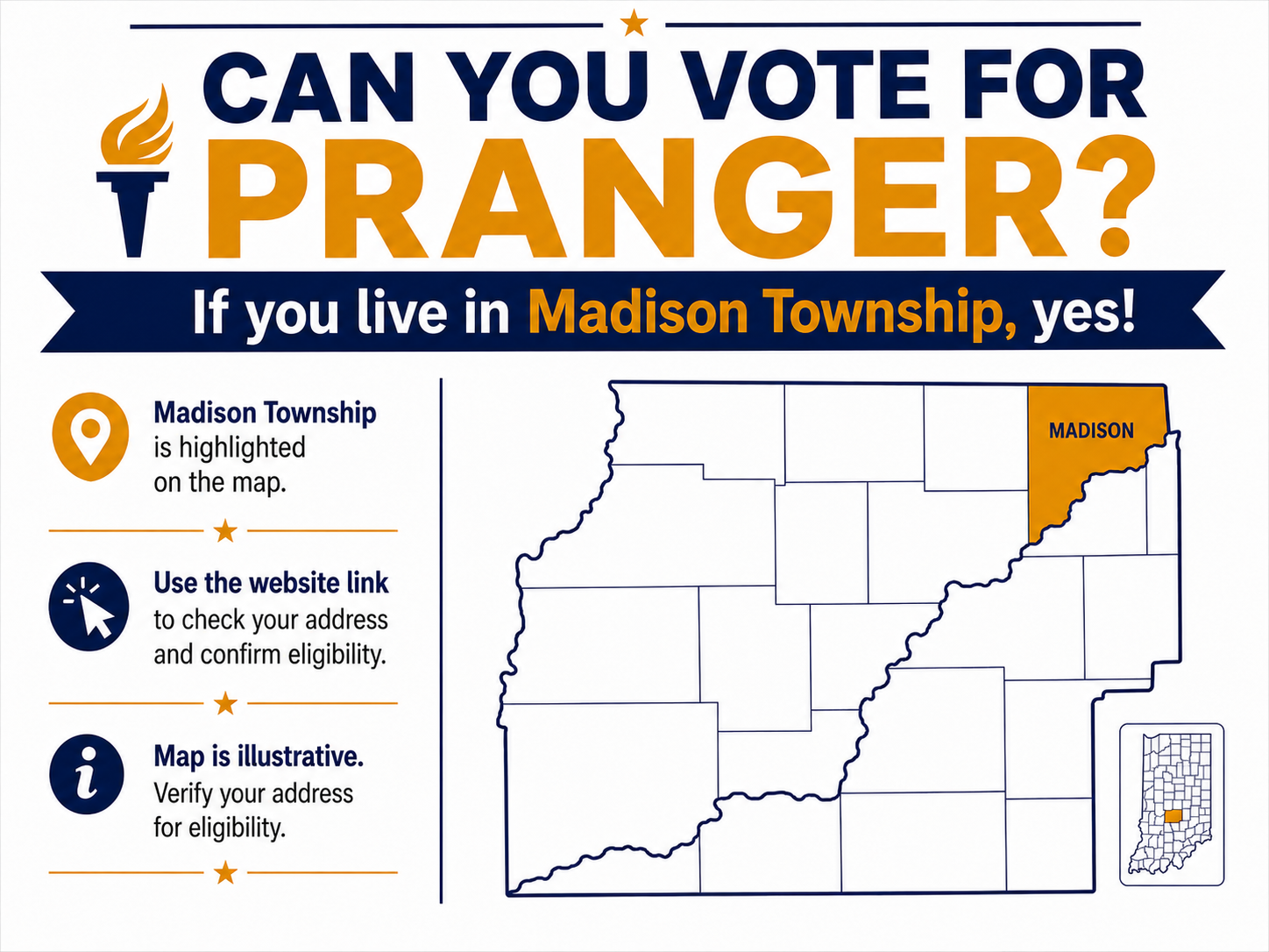 Map of Morgan County, Indiana highlighting Madison Township for voting eligibility